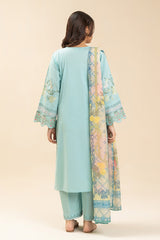 3 PIECE EMBROIDERED SLUB SUIT (PRET)