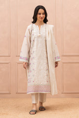 3 PIECE EMBROIDERED PAPER COTTON SUIT (HIGH CASUAL)