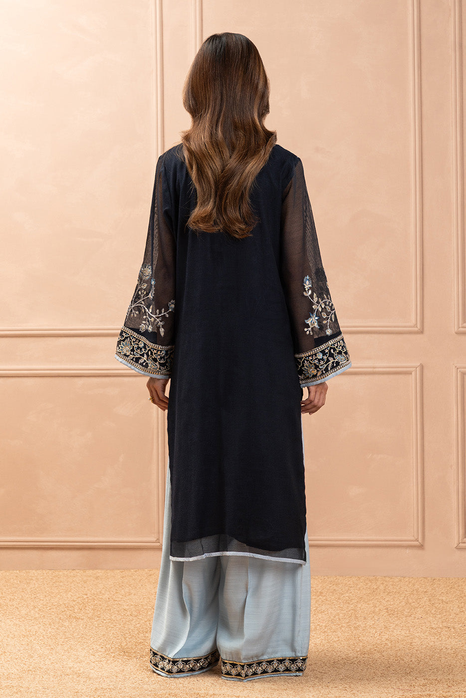 2 PIECE EMBROIDERED COTTON NET SUIT (LUXURY PRET)