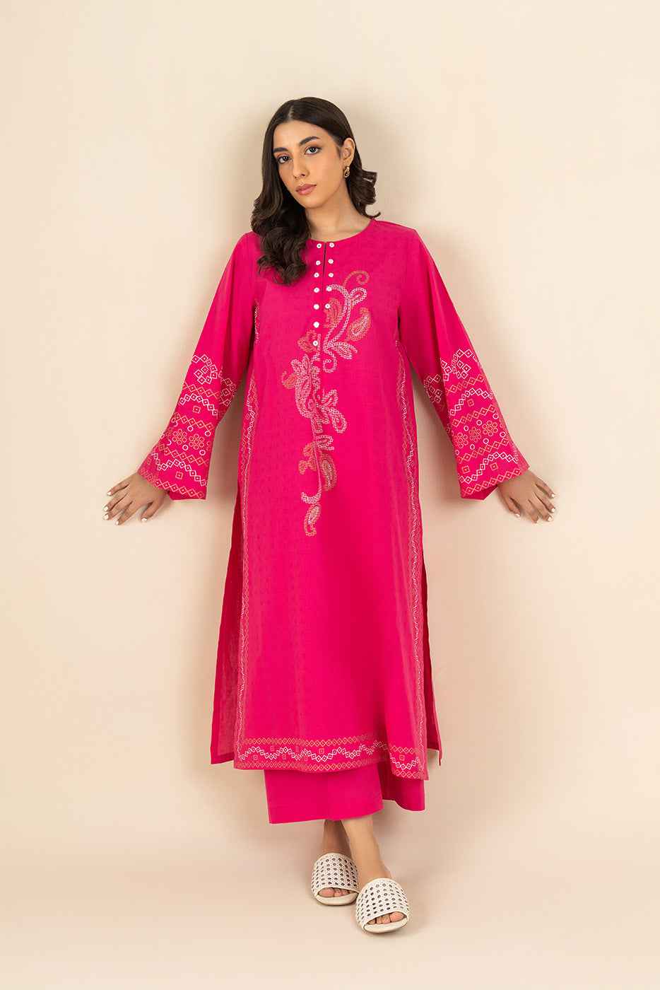 2 PIECE EMBROIDERED DOBBY SUIT (PRET)