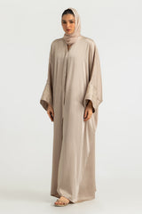 Blended Embroidered Crush Abaya With Zari Stripe Scarf