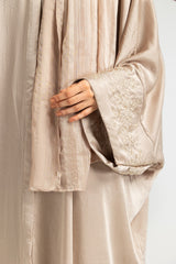 Blended Embroidered Crush Abaya With Zari Stripe Scarf