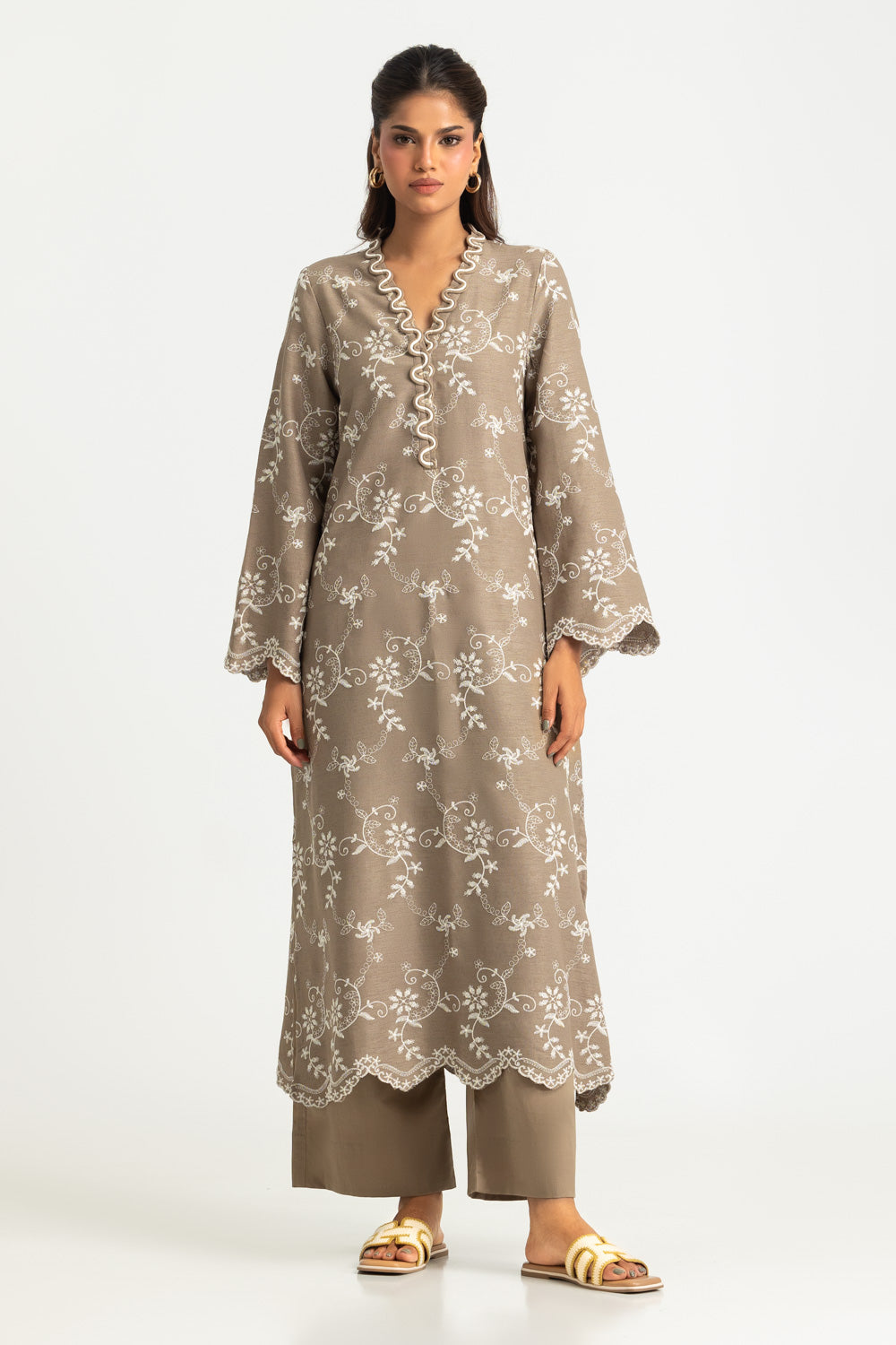 Blended Embroidered Shirt And Dyed Trouser