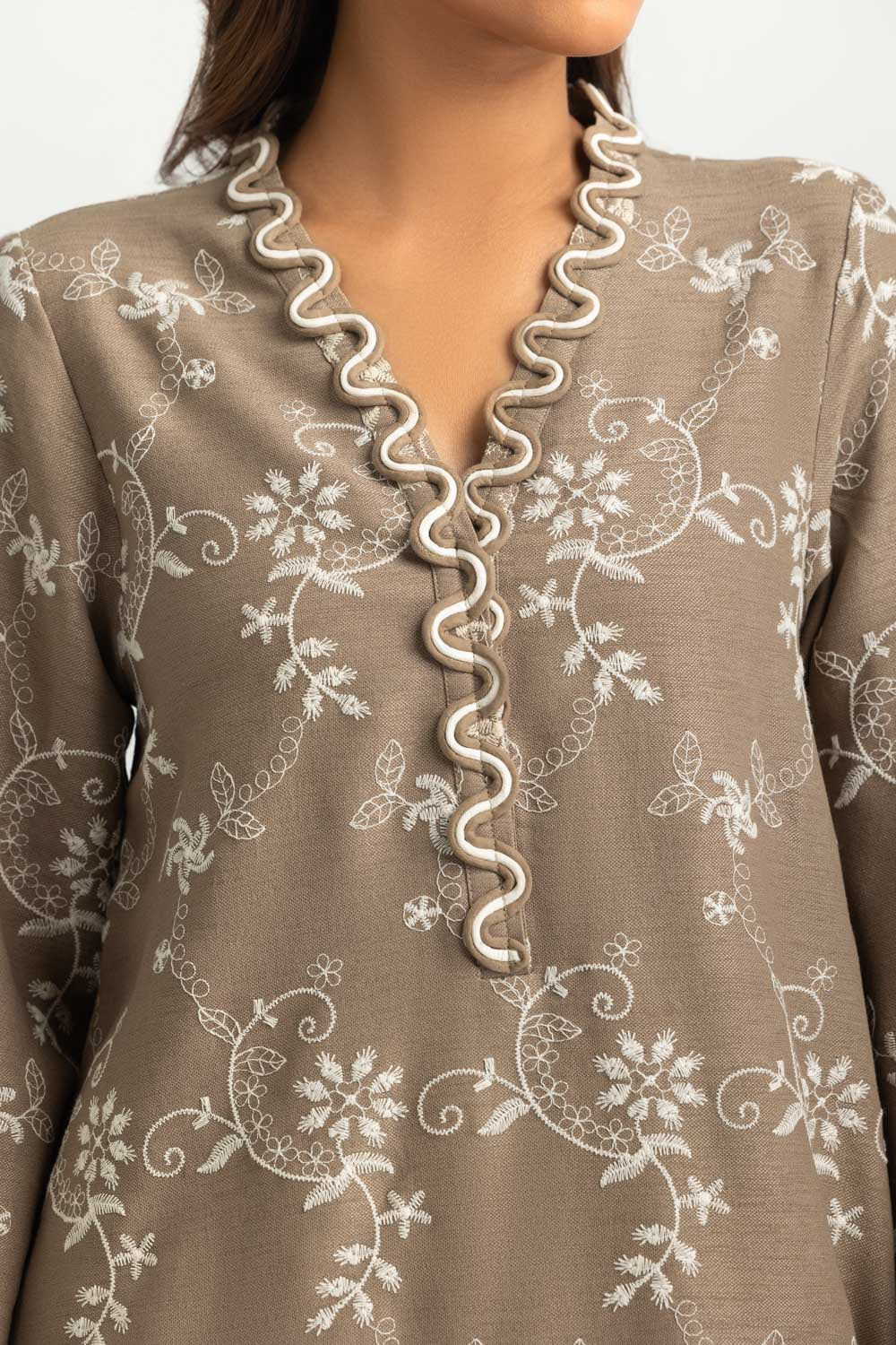 Blended Embroidered Shirt And Dyed Trouser