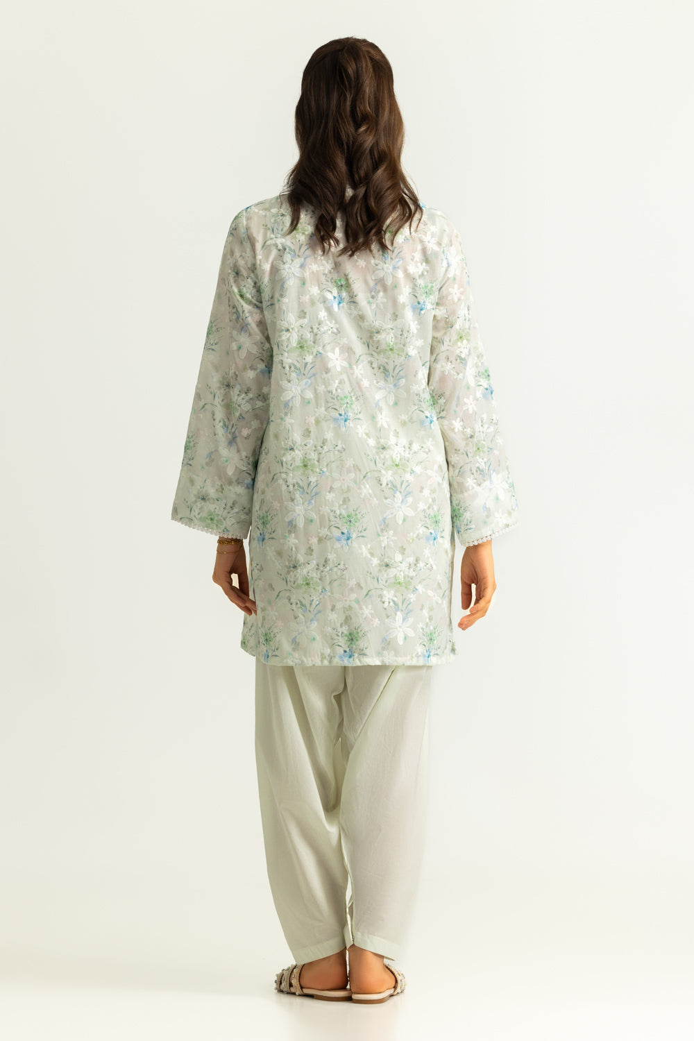 Blended Printed Shirt With Embroidered And Dyed Trouser