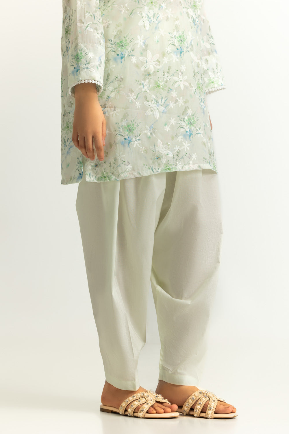 Blended Printed Shirt With Embroidered And Dyed Trouser