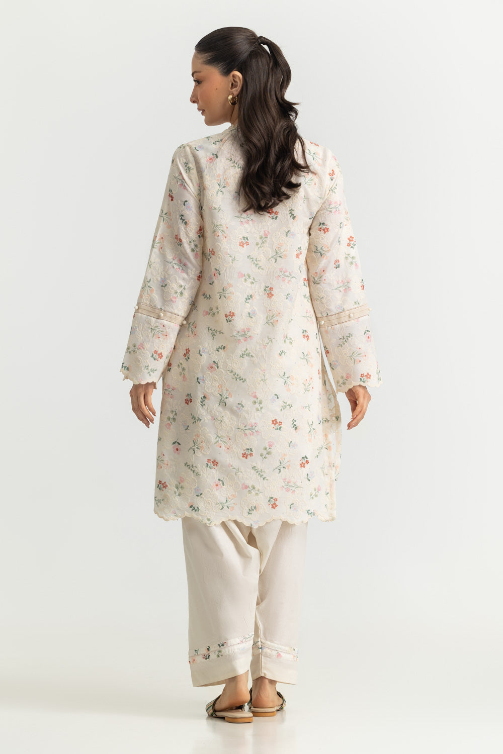 Blended Printed Shirt With Embroidered And Dyed Trouser