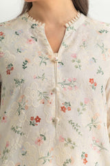 Blended Printed Shirt With Embroidered And Dyed Trouser