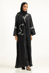Brochia Georgette Embroidered Abaya With Embroidered Scarf