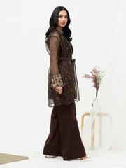 2 Piece Organza Cardigan-Embroidered (Pret)