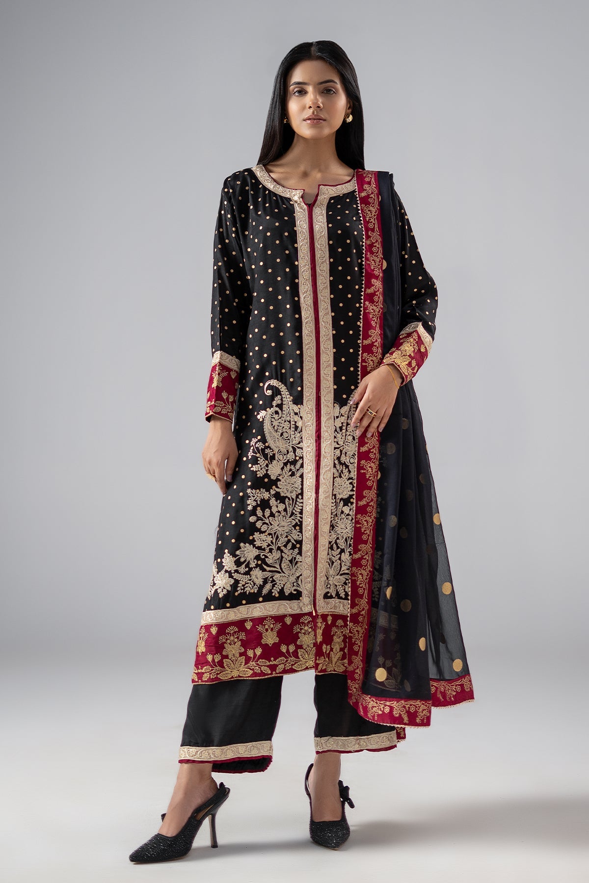 3-PC Embroidered Raw-Silk CMA-6-268