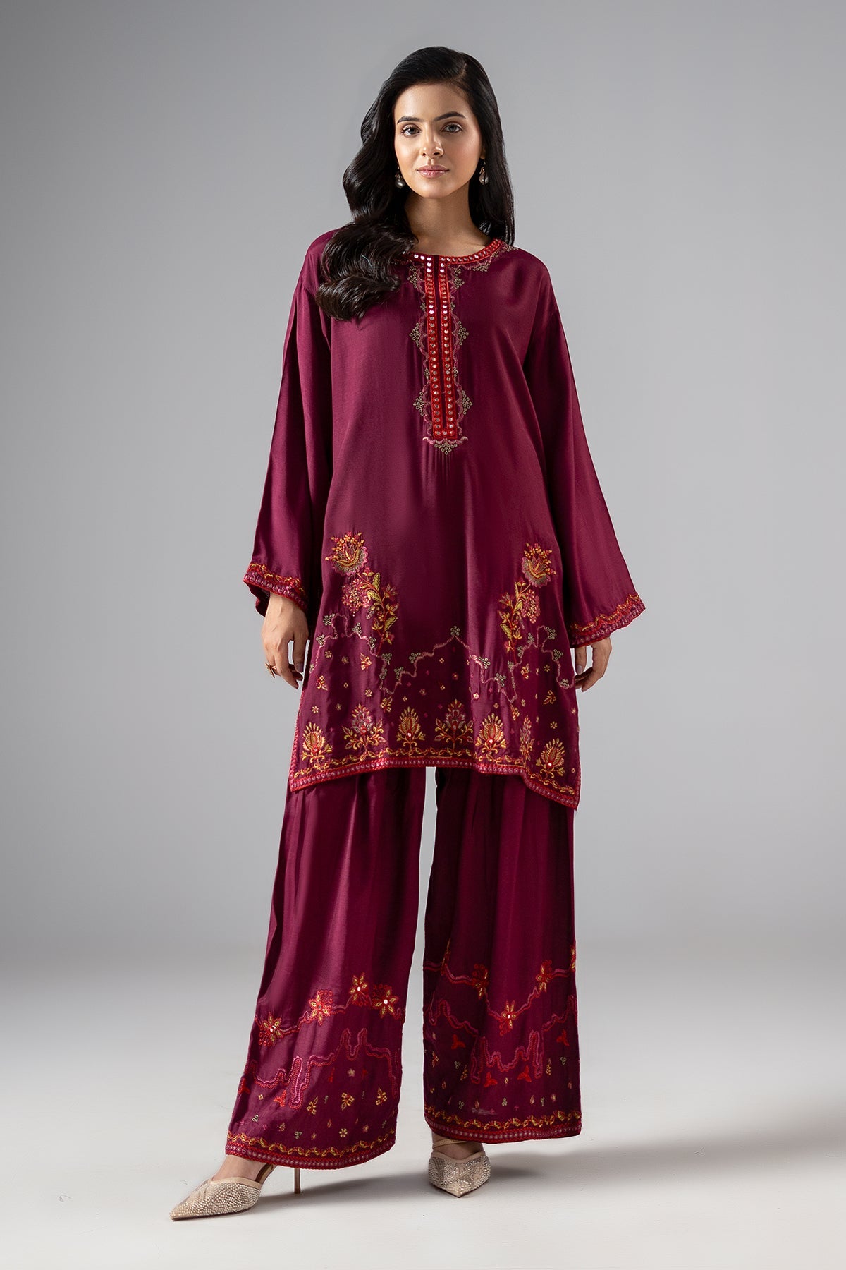2-PC Embroidered Raw-Silk CMA-6-402