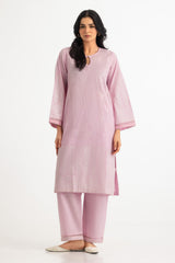 Cambric Block Printed Co-Ord Set With Embroidered