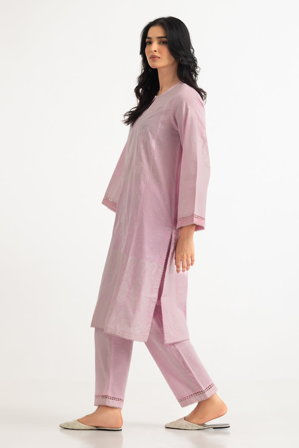 Cambric Block Printed Co-Ord Set With Embroidered