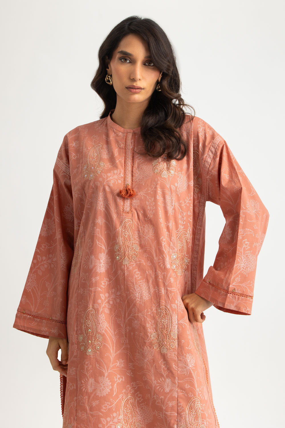 Cambric Block Printed Co-Ord Set With Embroidered