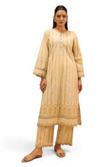 Cambric Block Printed Co-Ord Set With Embroidered