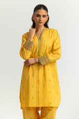 Cambric Block Printed Co-Ord Set With Embroidered