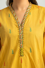 Cambric Block Printed Co-Ord Set With Embroidered