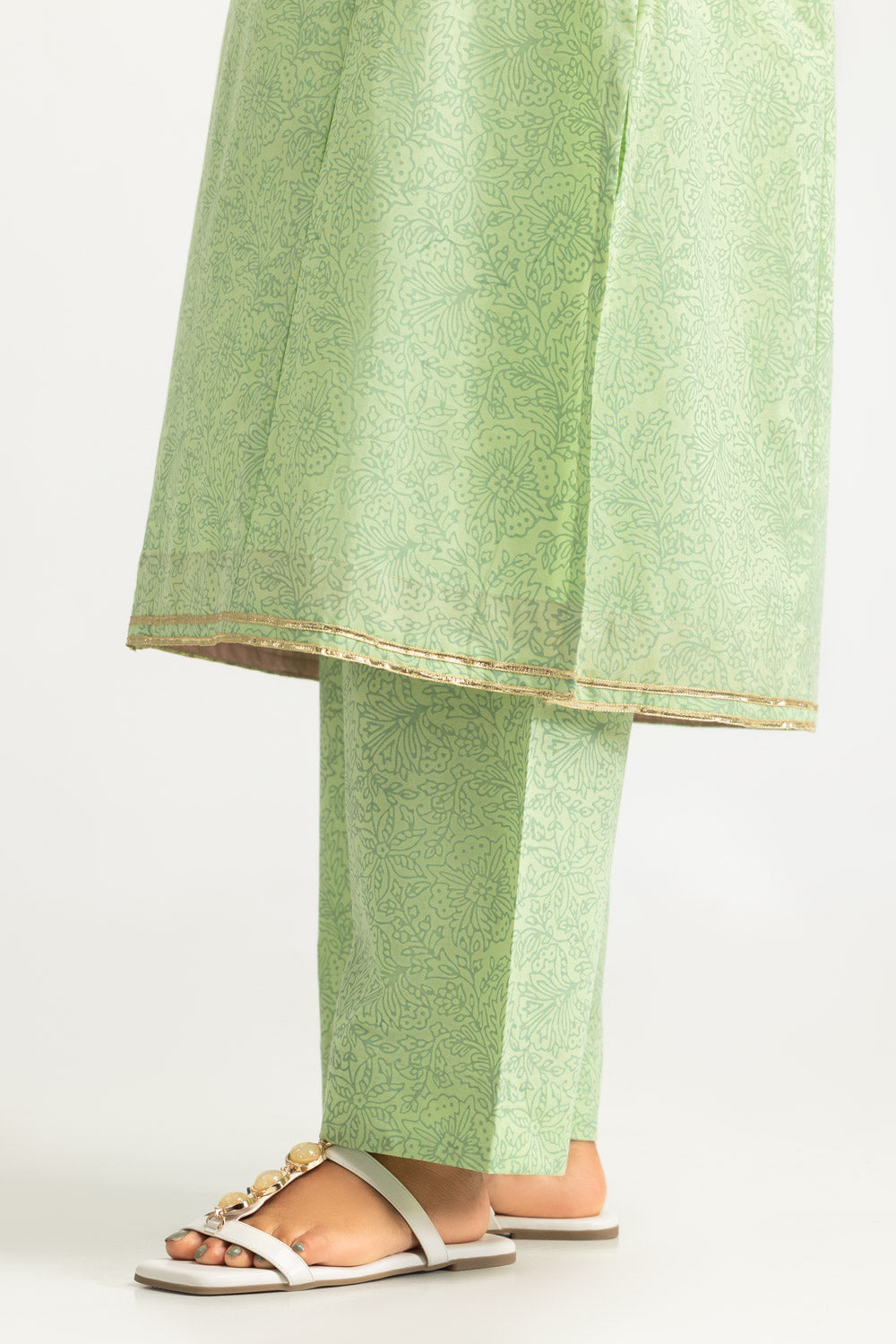 Cambric Block Printed Co-Ord Set With Waistcoat