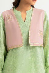 Cambric Block Printed Co-Ord Set With Waistcoat