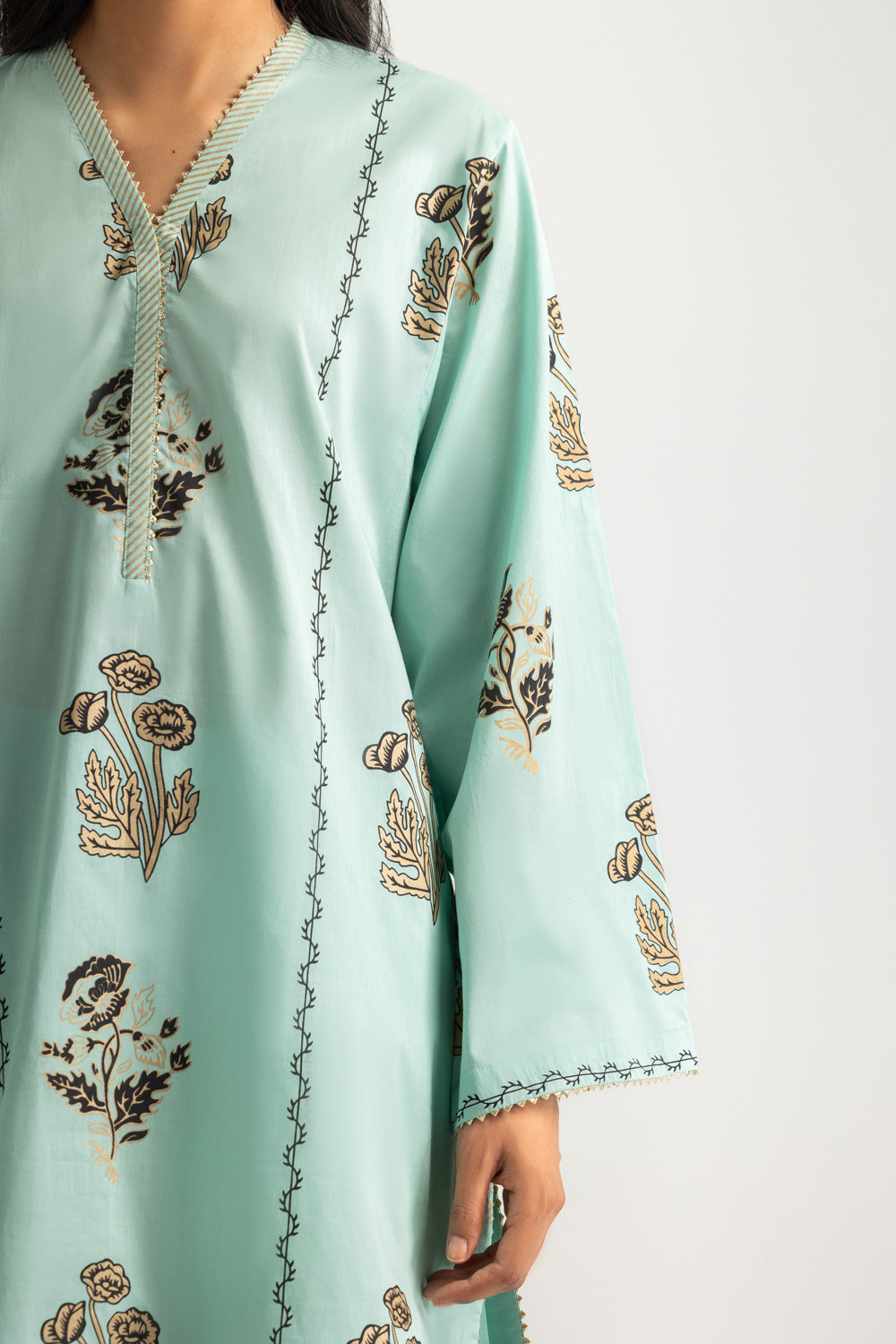 Cambric Block Printed Shirt And Dyed Trouser