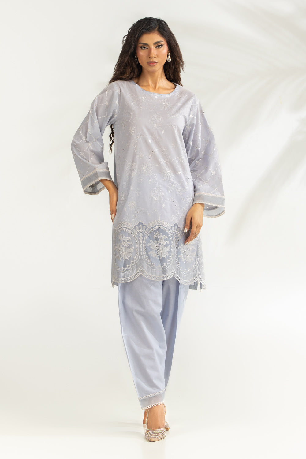 Cambric Embroidered Co-Ord Set