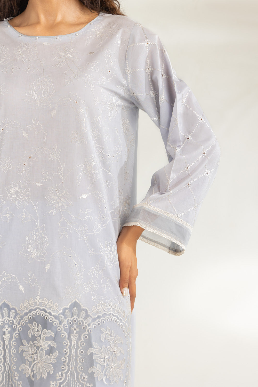 Cambric Embroidered Co-Ord Set