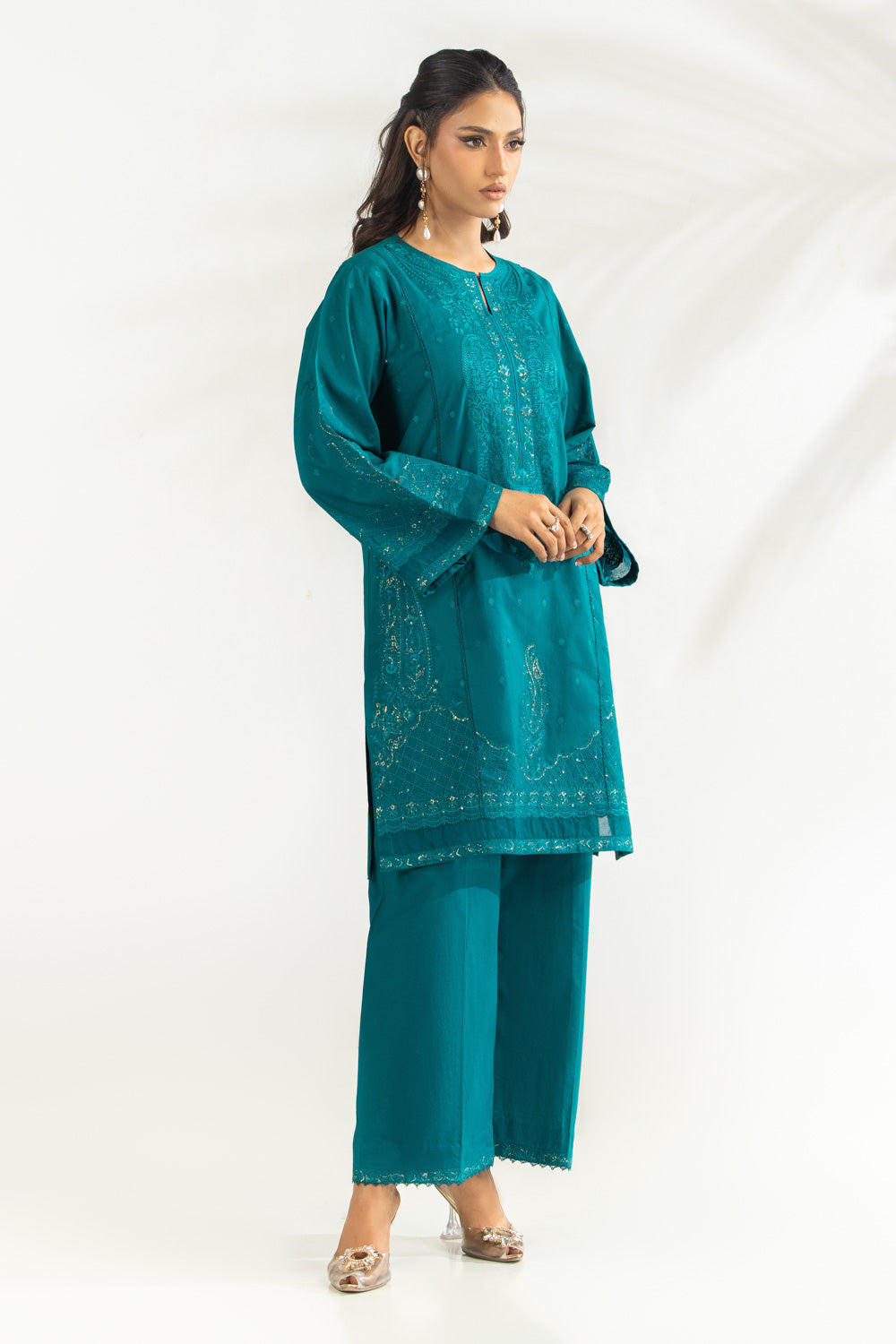Cambric Embroidered Co-Ord Set