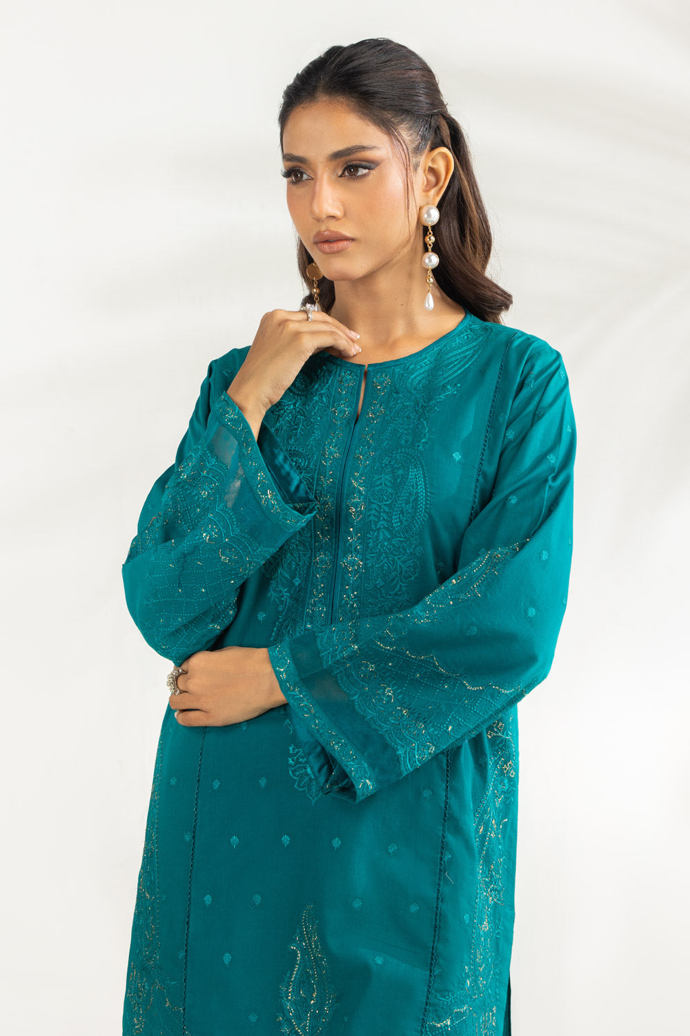 Cambric Embroidered Co-Ord Set