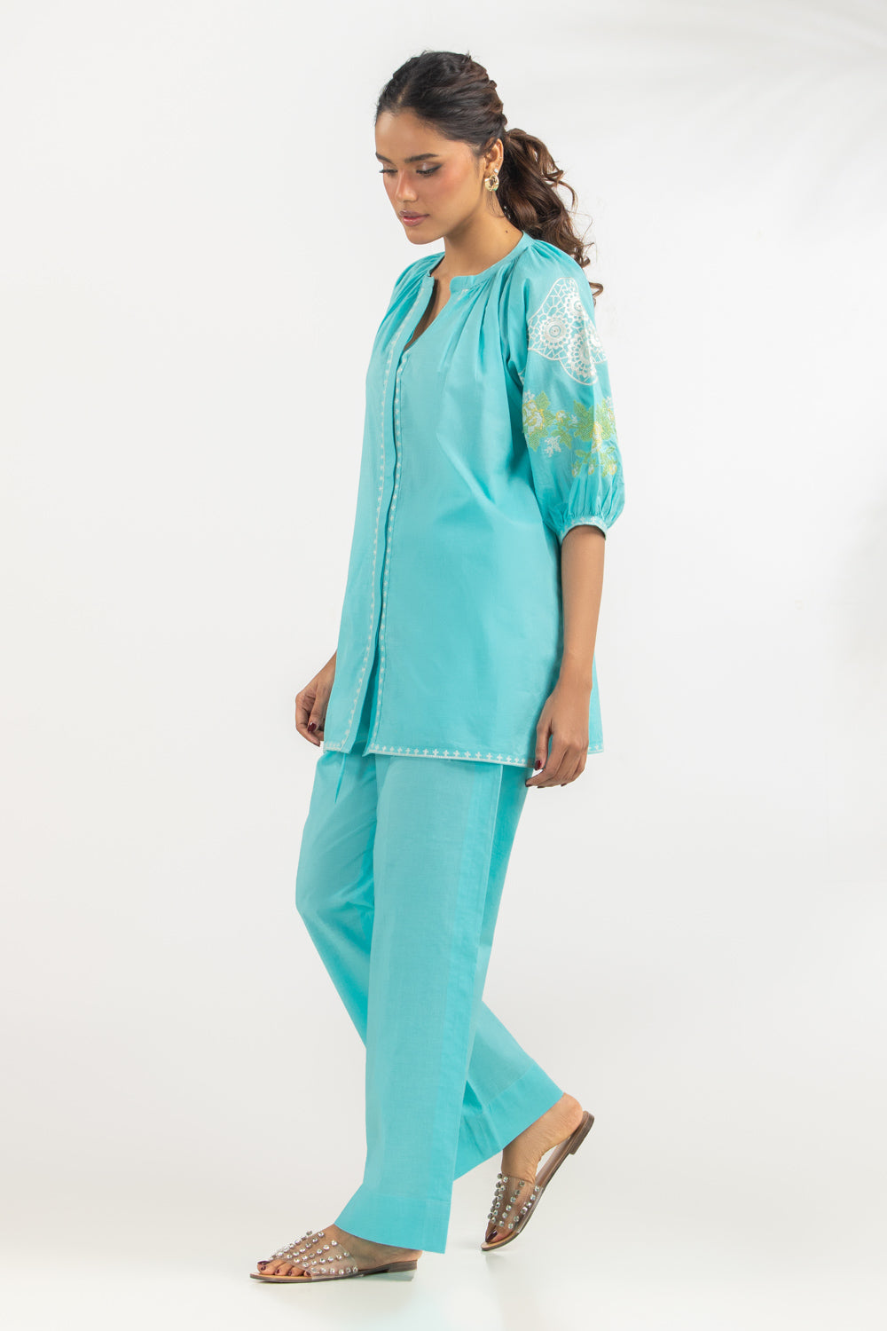 Cambric Embroidered Co-Ord Set