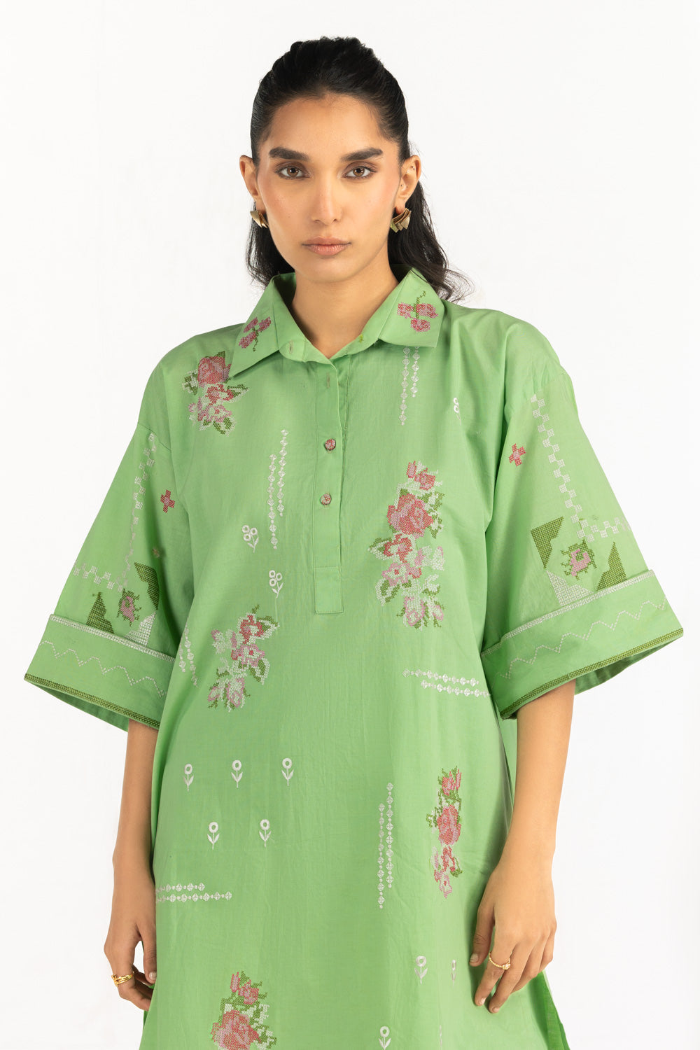 Cambric Embroidered Co-Ord Set