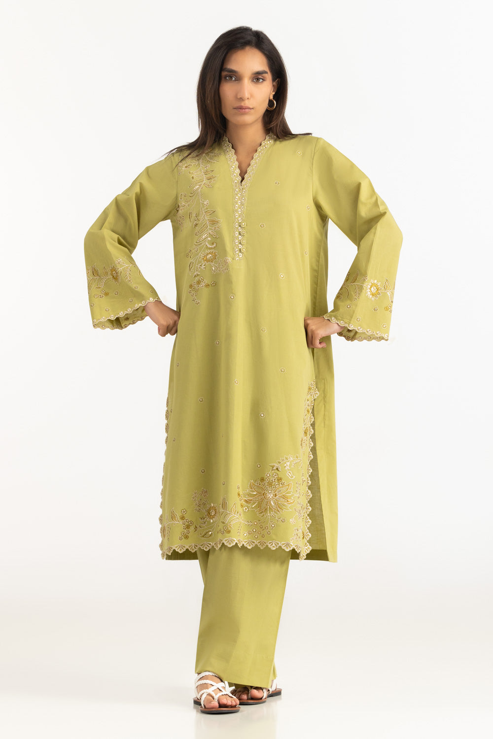 Cambric Embroidered Co-Ord Set