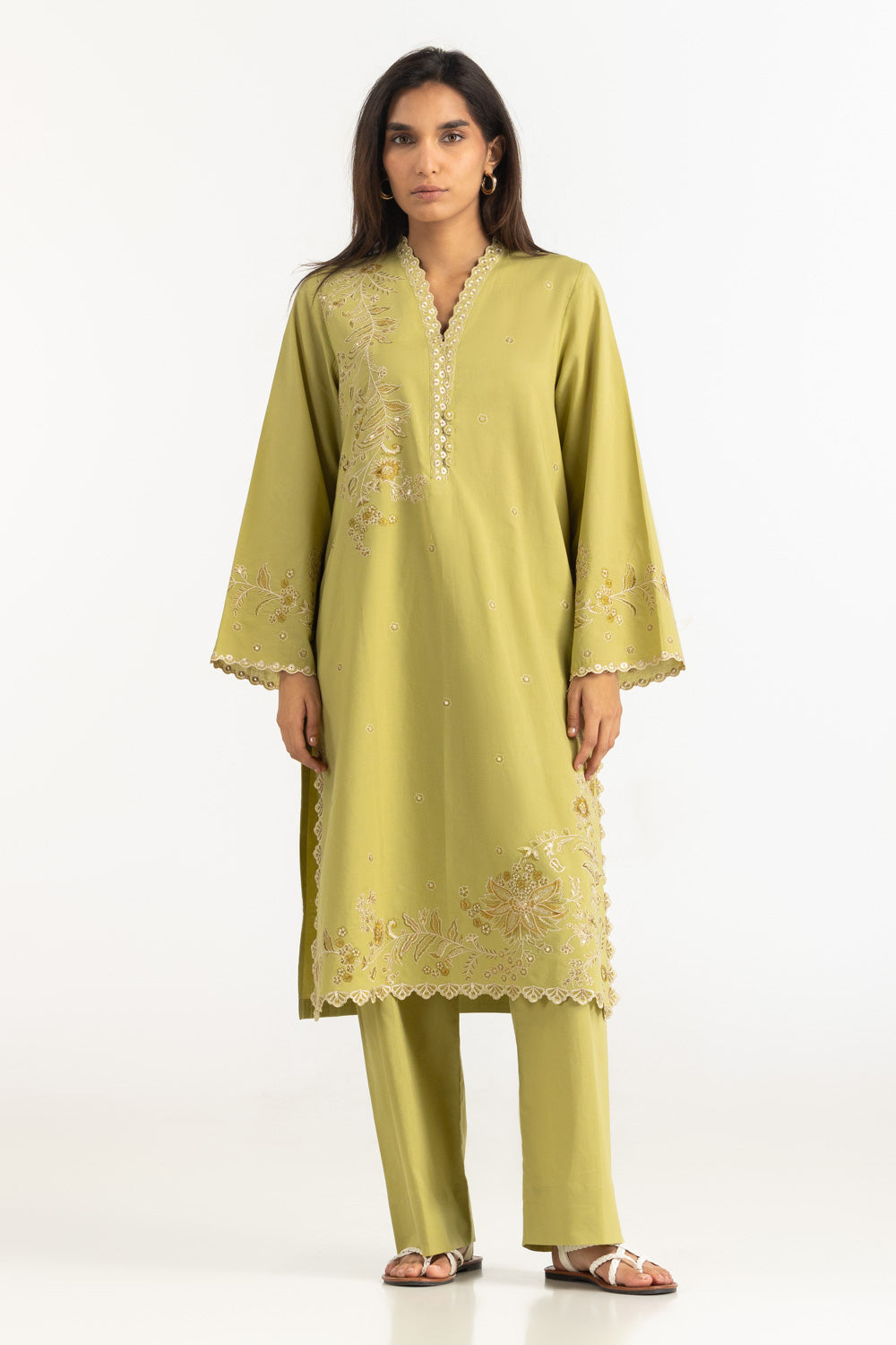 Cambric Embroidered Co-Ord Set