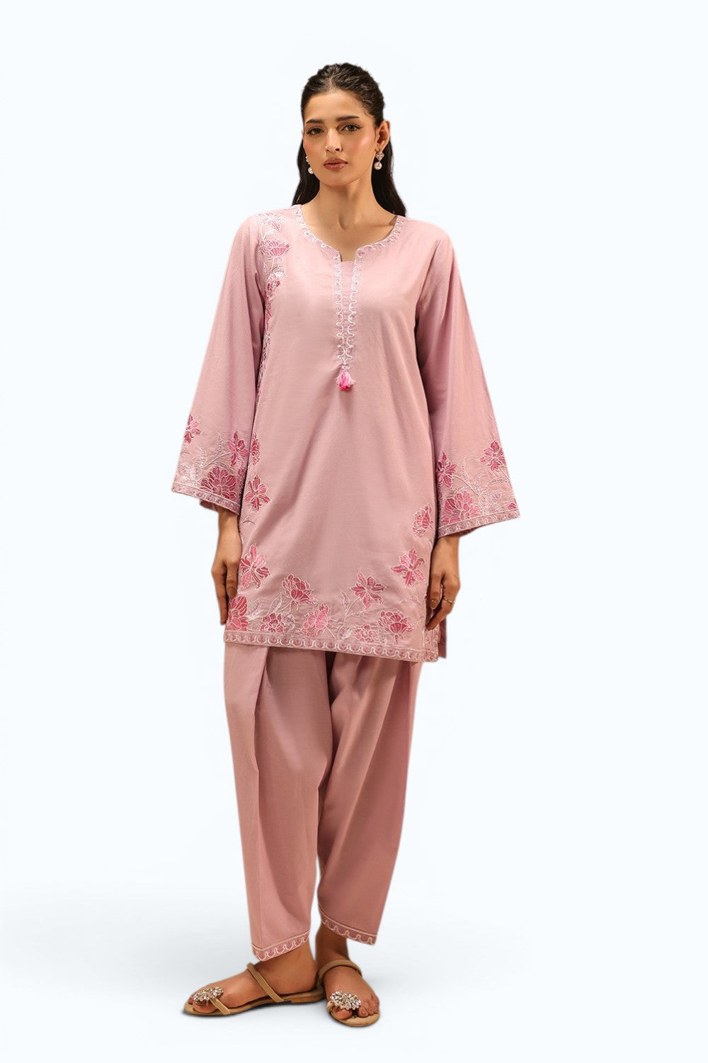 Cambric Embroidered Co-Ord Set