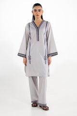 Cambric Embroidered Co-Ord Set