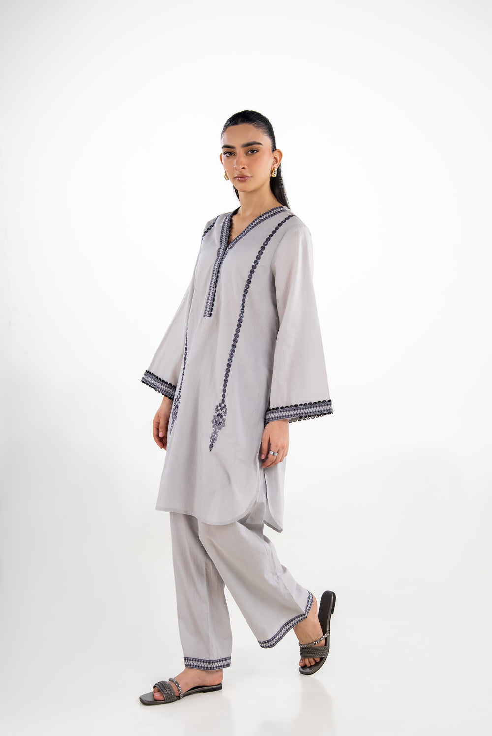 Cambric Embroidered Co-Ord Set