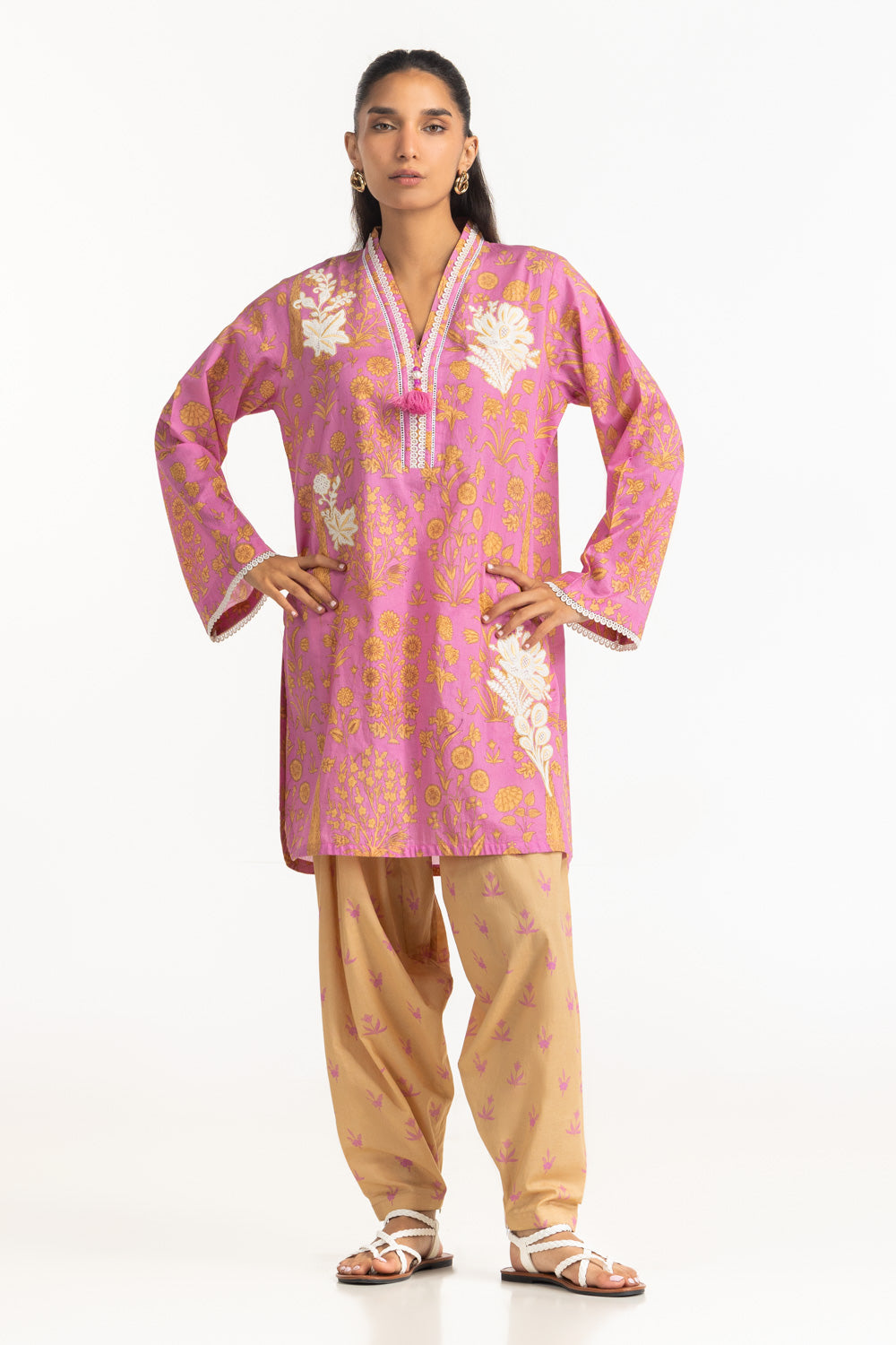 Cambric Embroidered Co-Ord Set