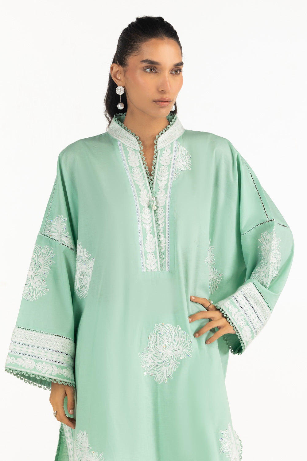 Cambric Embroidered Co-Ord Set