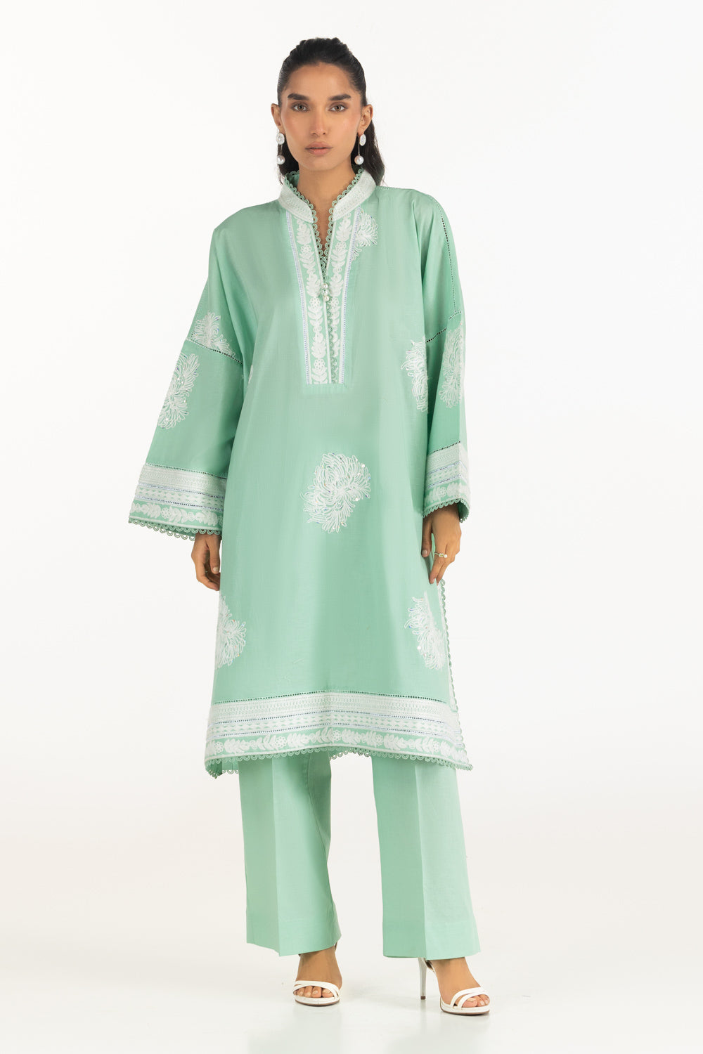Cambric Embroidered Co-Ord Set
