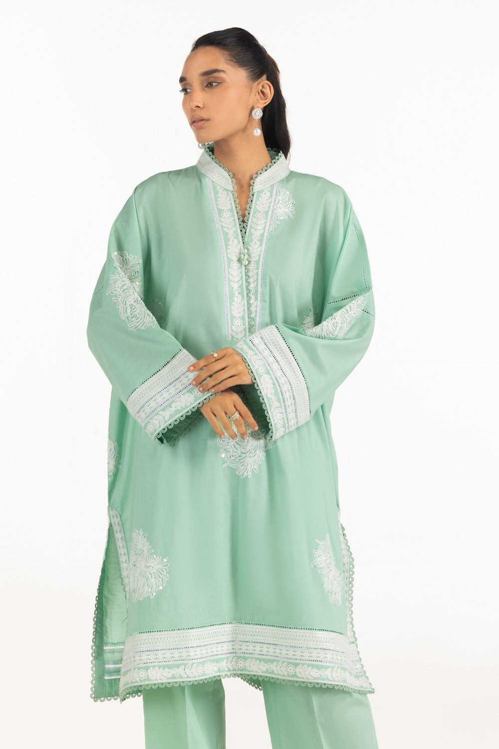Cambric Embroidered Co-Ord Set