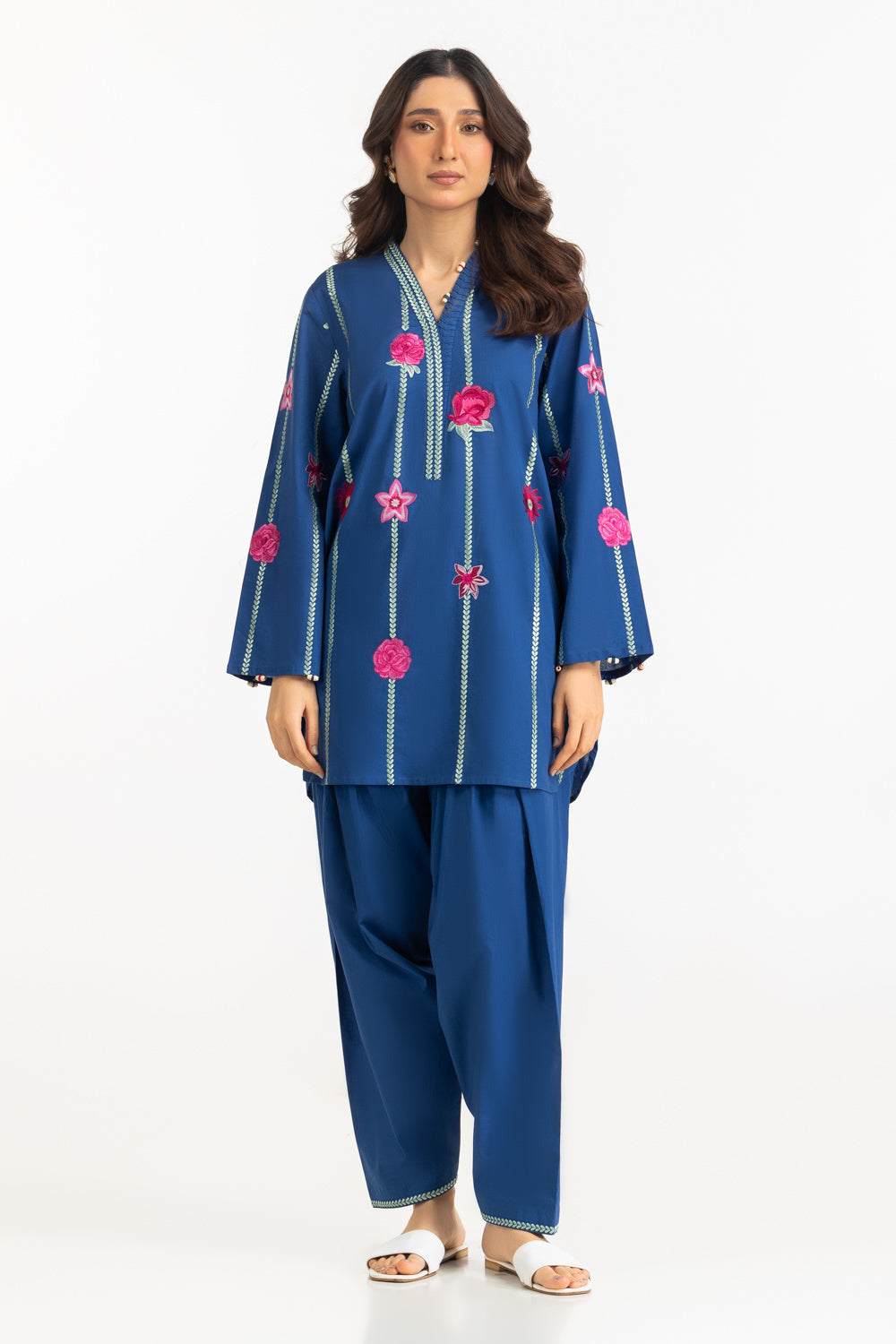 Cambric Embroidered Co-Ord Set