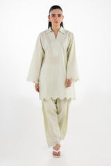 Cambric Embroidered Co-Ord Set