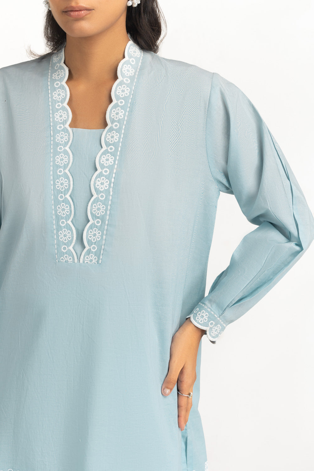 Cambric Embroidered Co-Ord Set