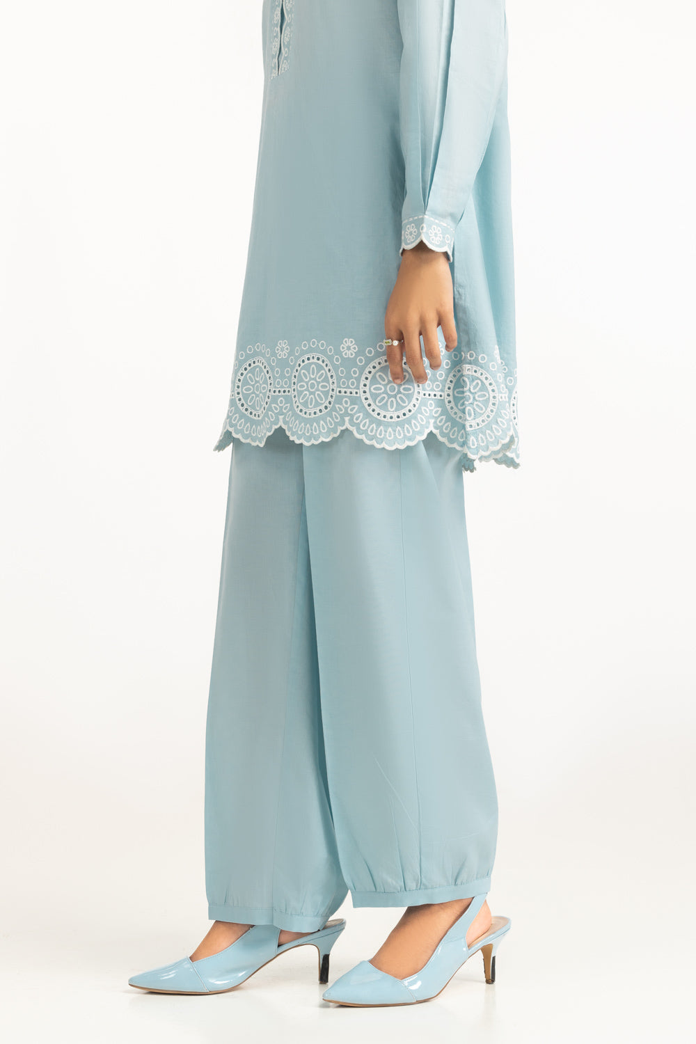Cambric Embroidered Co-Ord Set