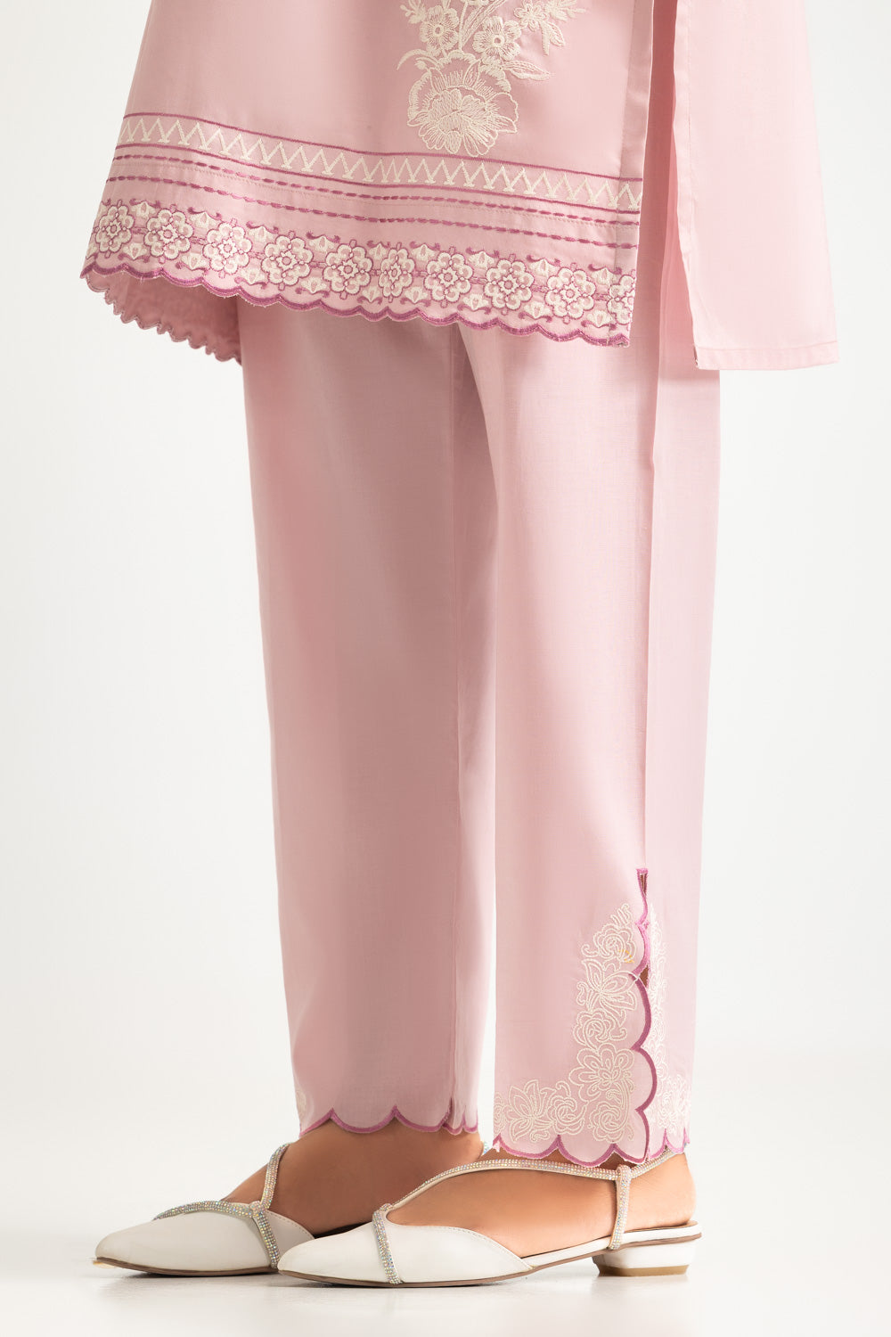 Cambric Embroidered Co-Ord Set