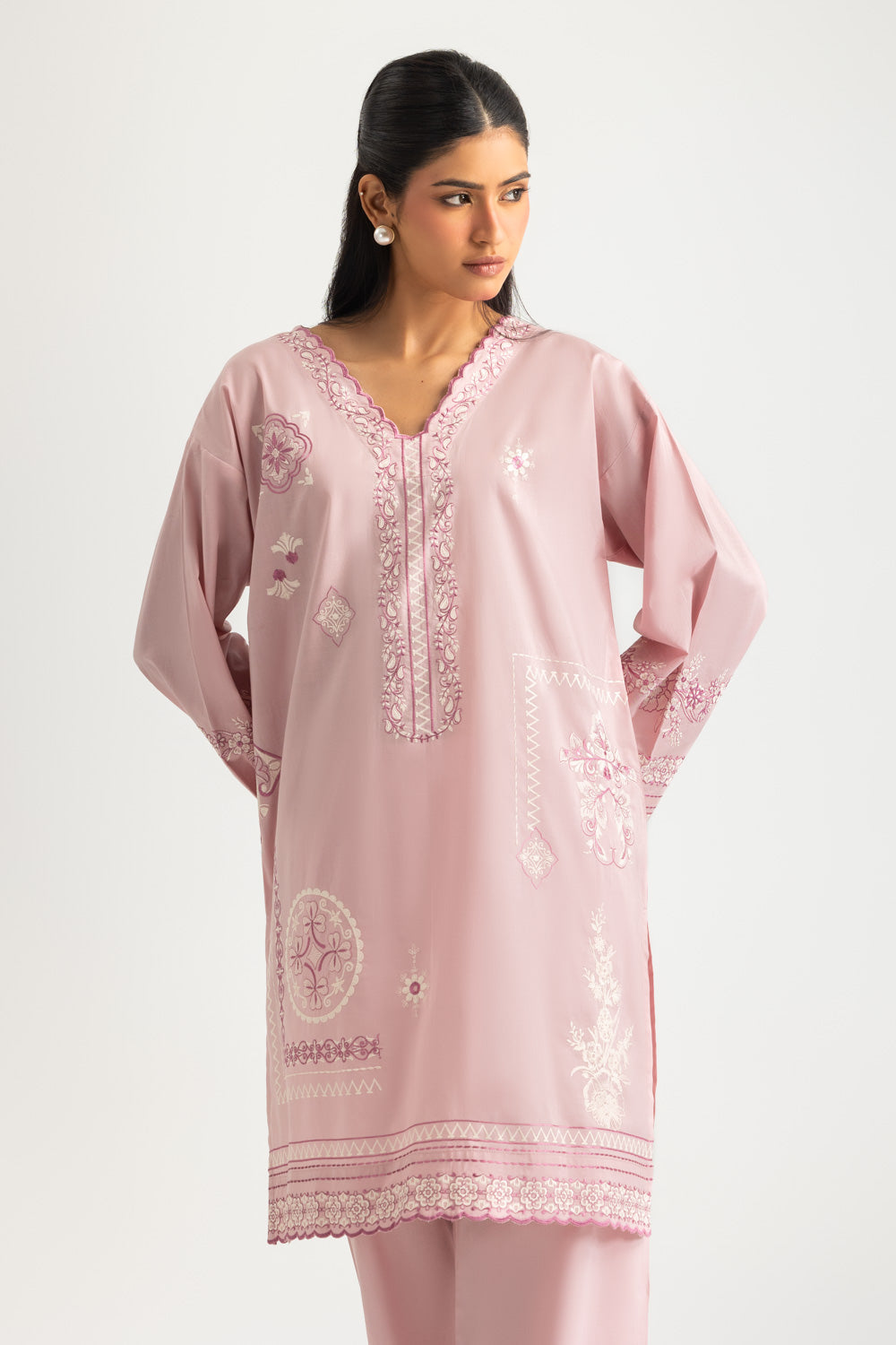 Cambric Embroidered Co-Ord Set