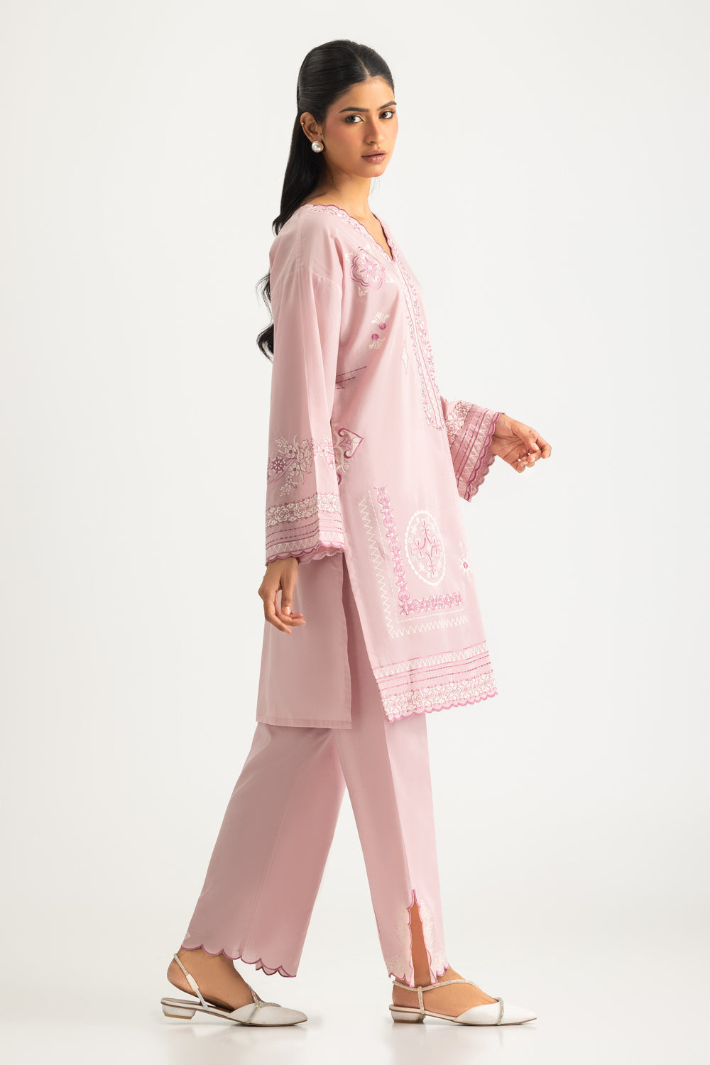 Cambric Embroidered Co-Ord Set