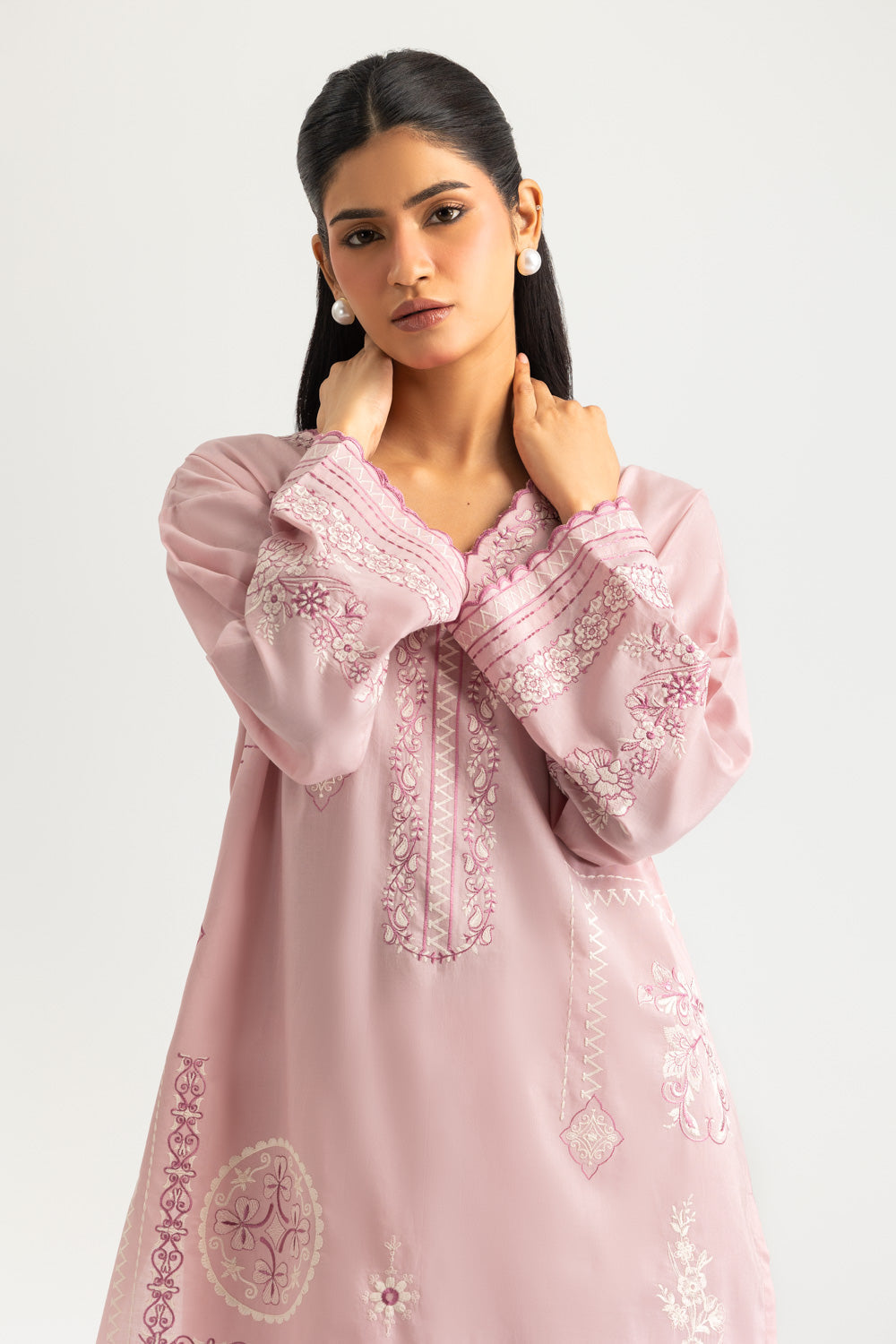 Cambric Embroidered Co-Ord Set