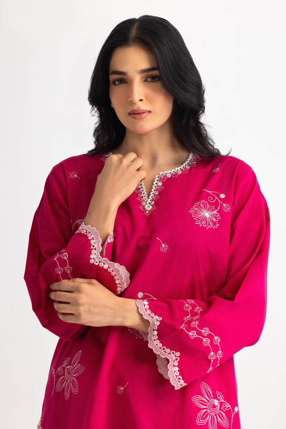 Cambric Embroidered Co-Ord Set