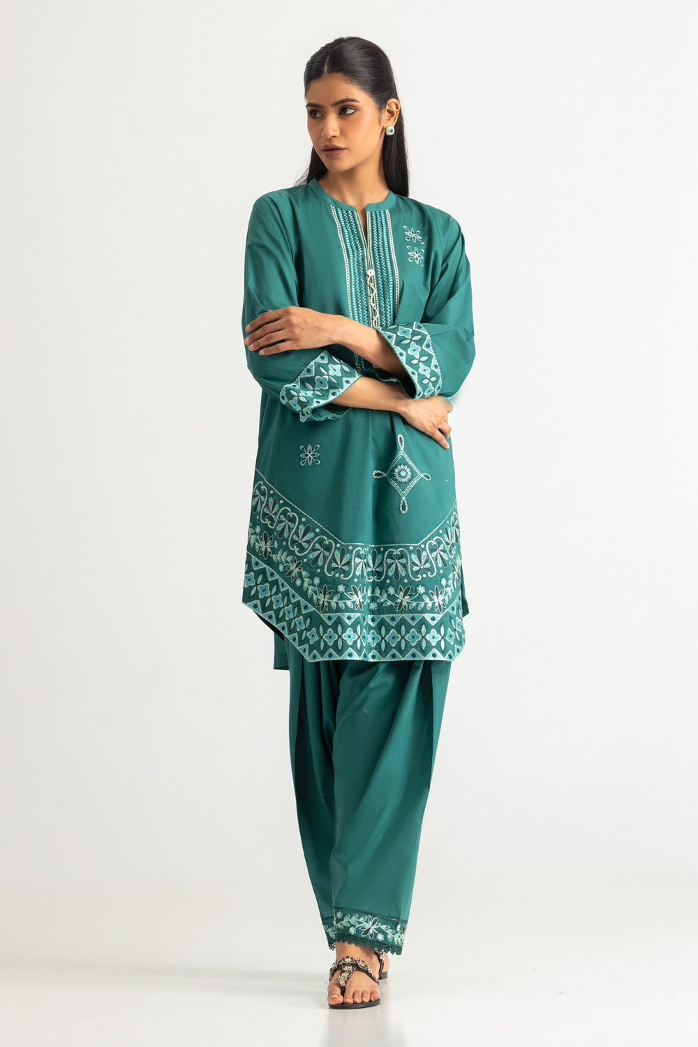 Cambric Embroidered Co-Ord Set